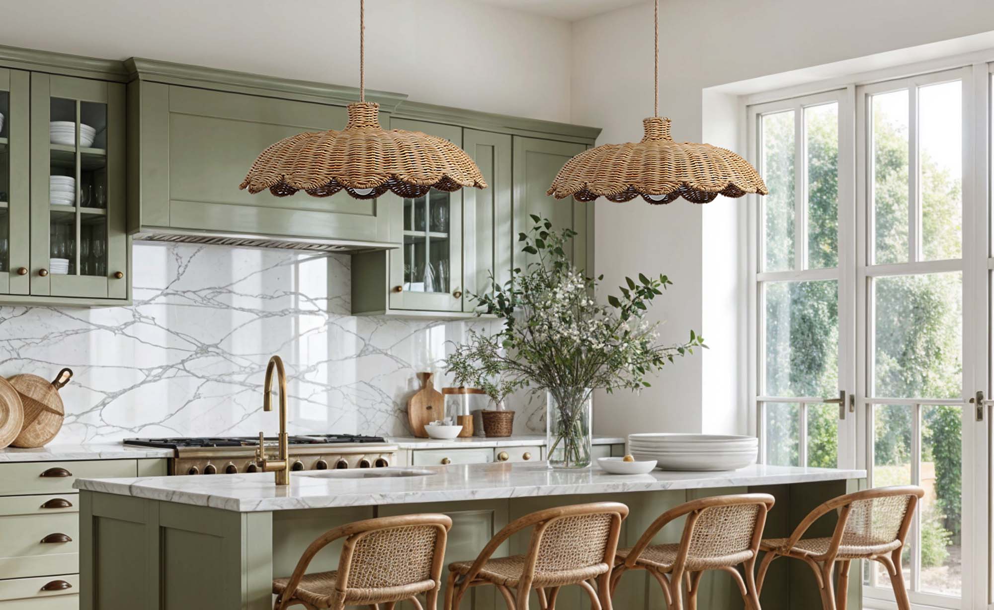 Rattan hanging light for dining room