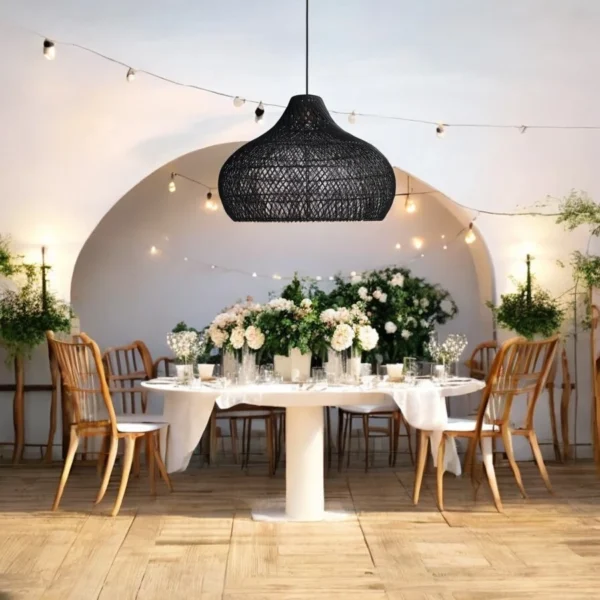 Black rattan pendant light