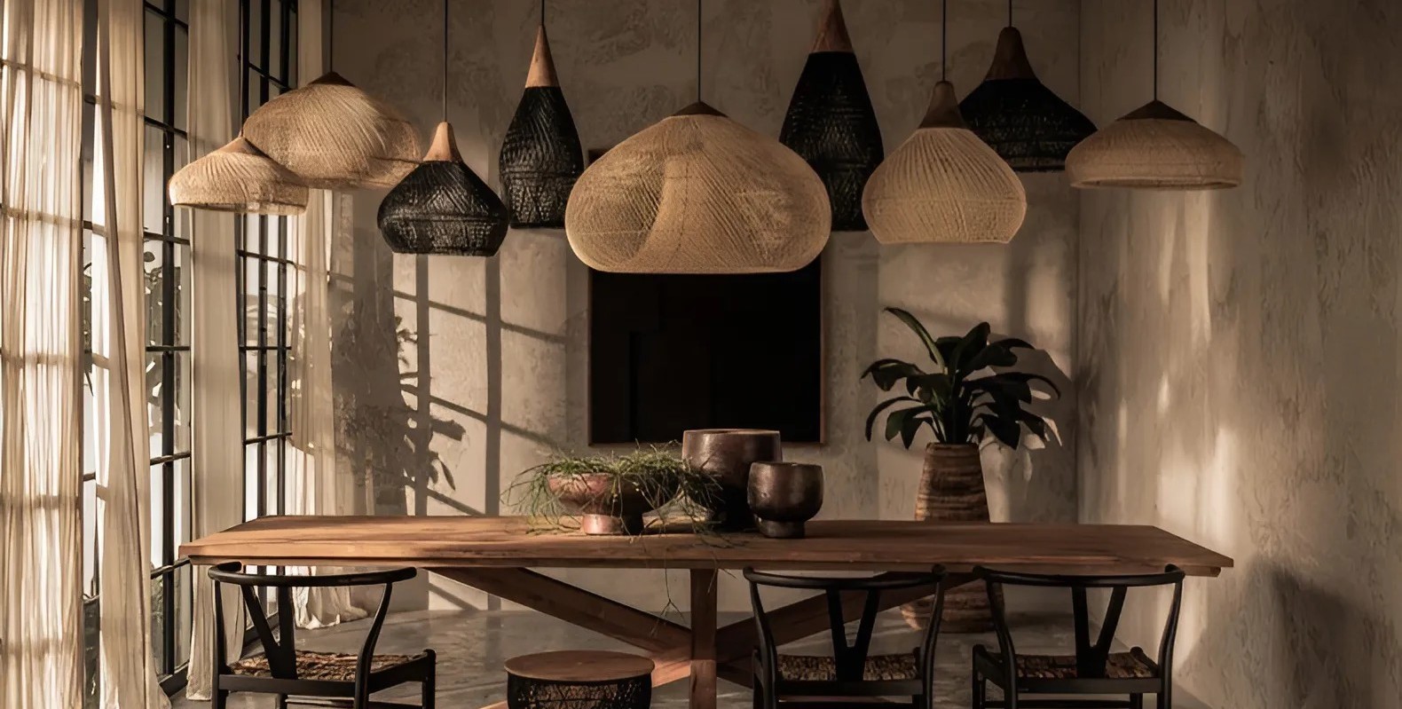 Rattan pendant light for living room decor